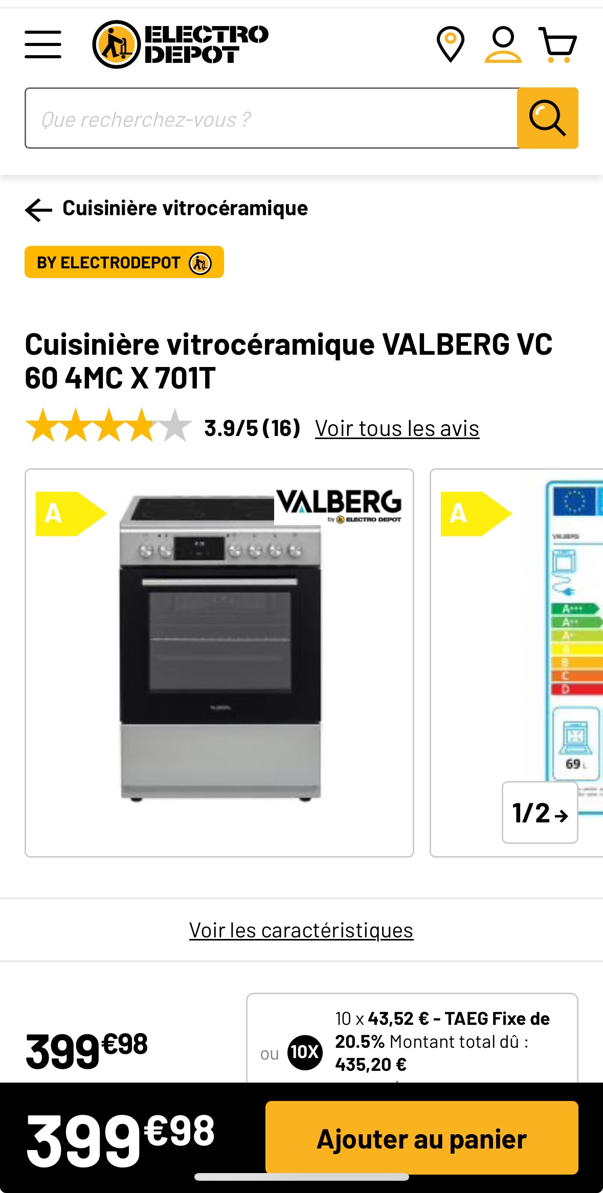 Cuisinière Vitrocéramique VALBERG 4 Foyers NEUVE ( Jamais Servie ) GARANTIE 1 AN