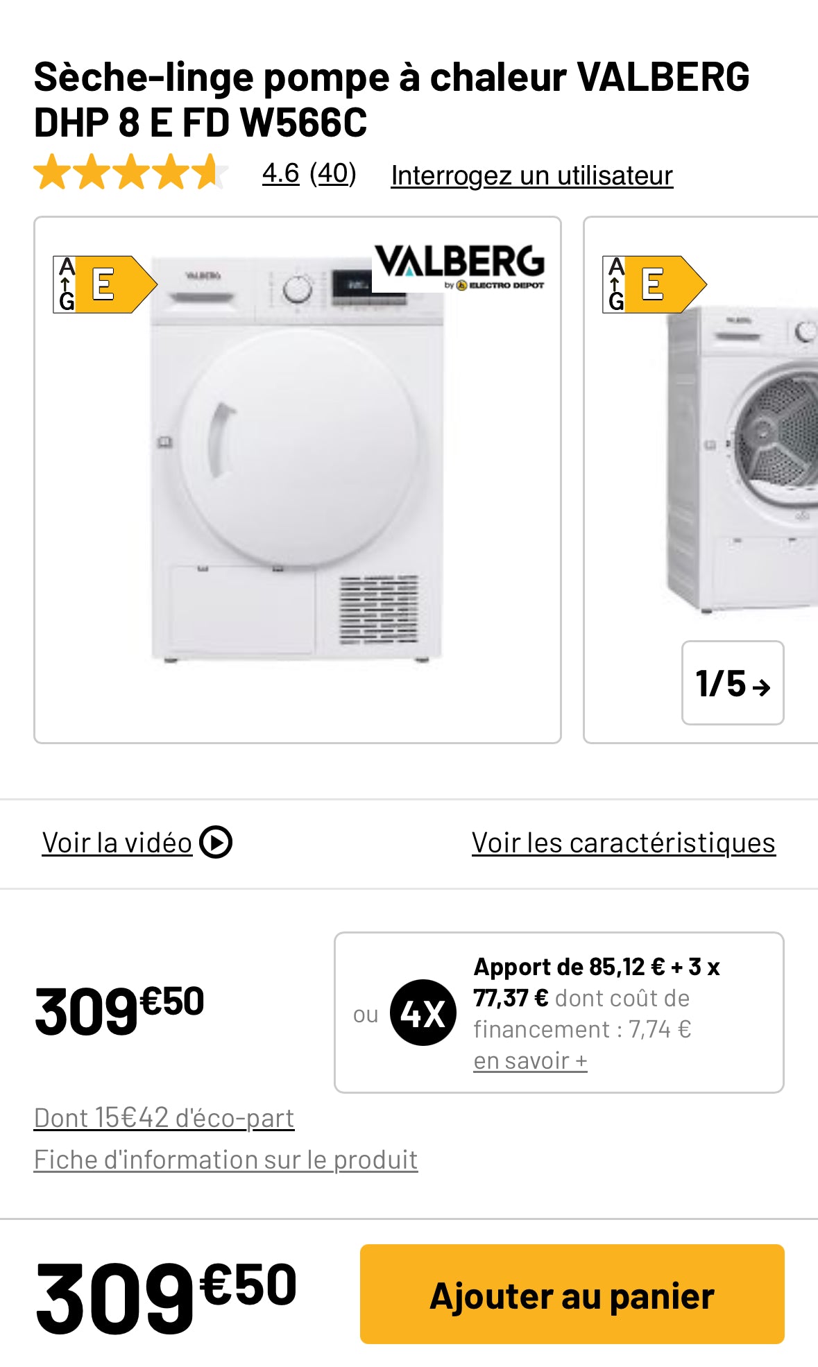 Sèche-Linge VALBERG 8 Kg NEUF ( Jamais Servi ) GARANTIE 1 AN