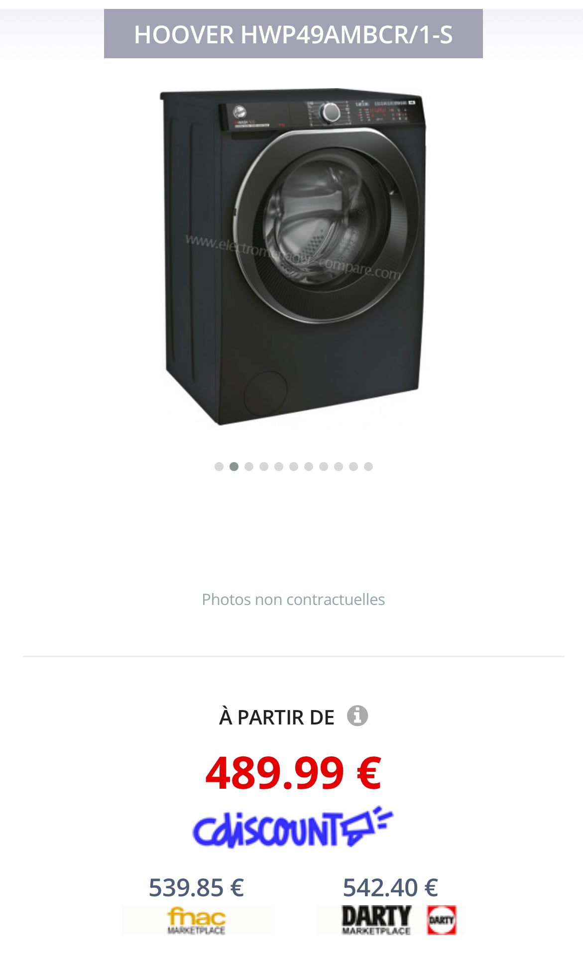 Lave-Linge HOOVER 9 Kg GARANTIE 1 AN