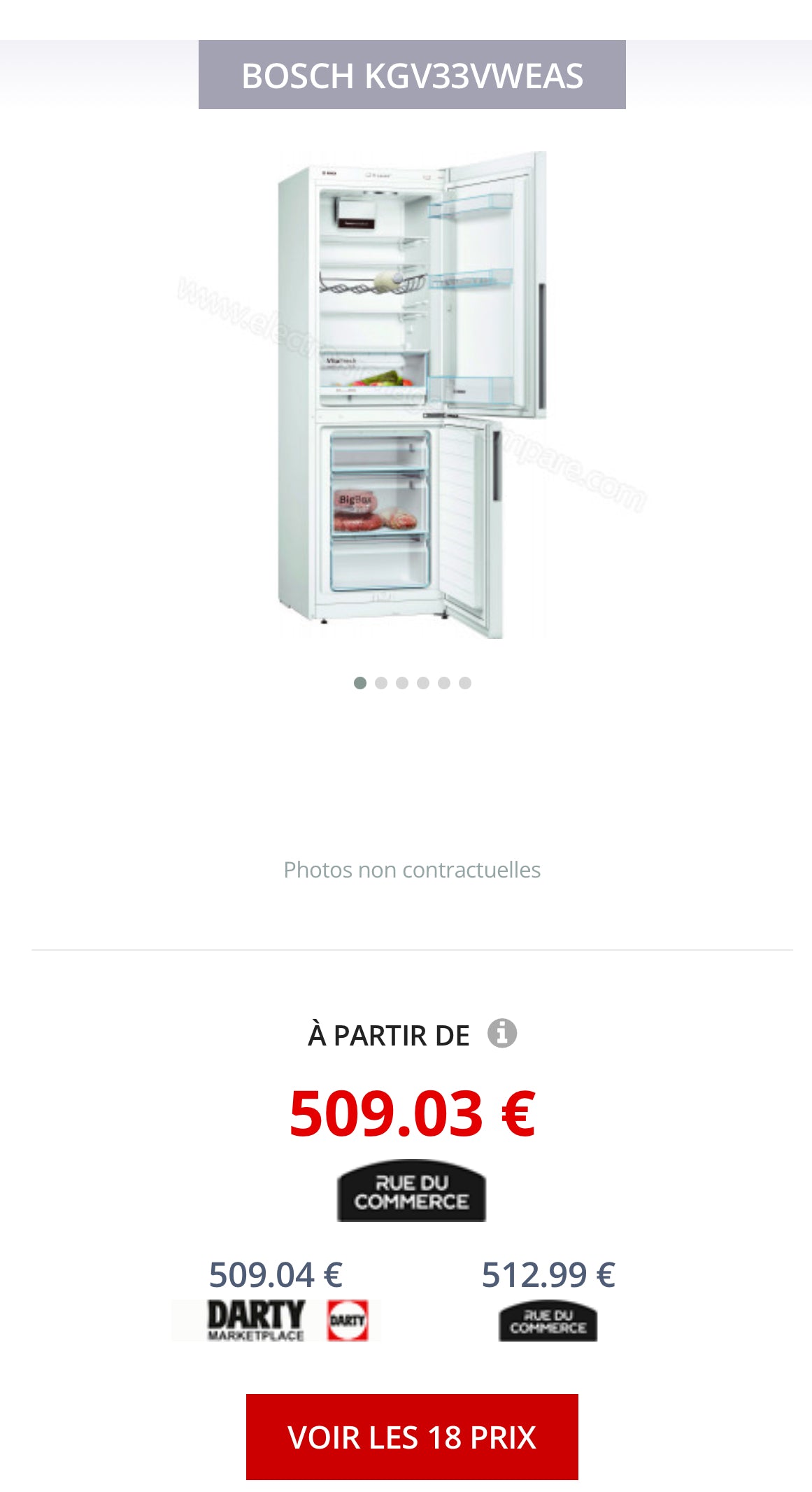 Frigo Combiné BOSCH Froid Brassé GARANTIE 1 AN