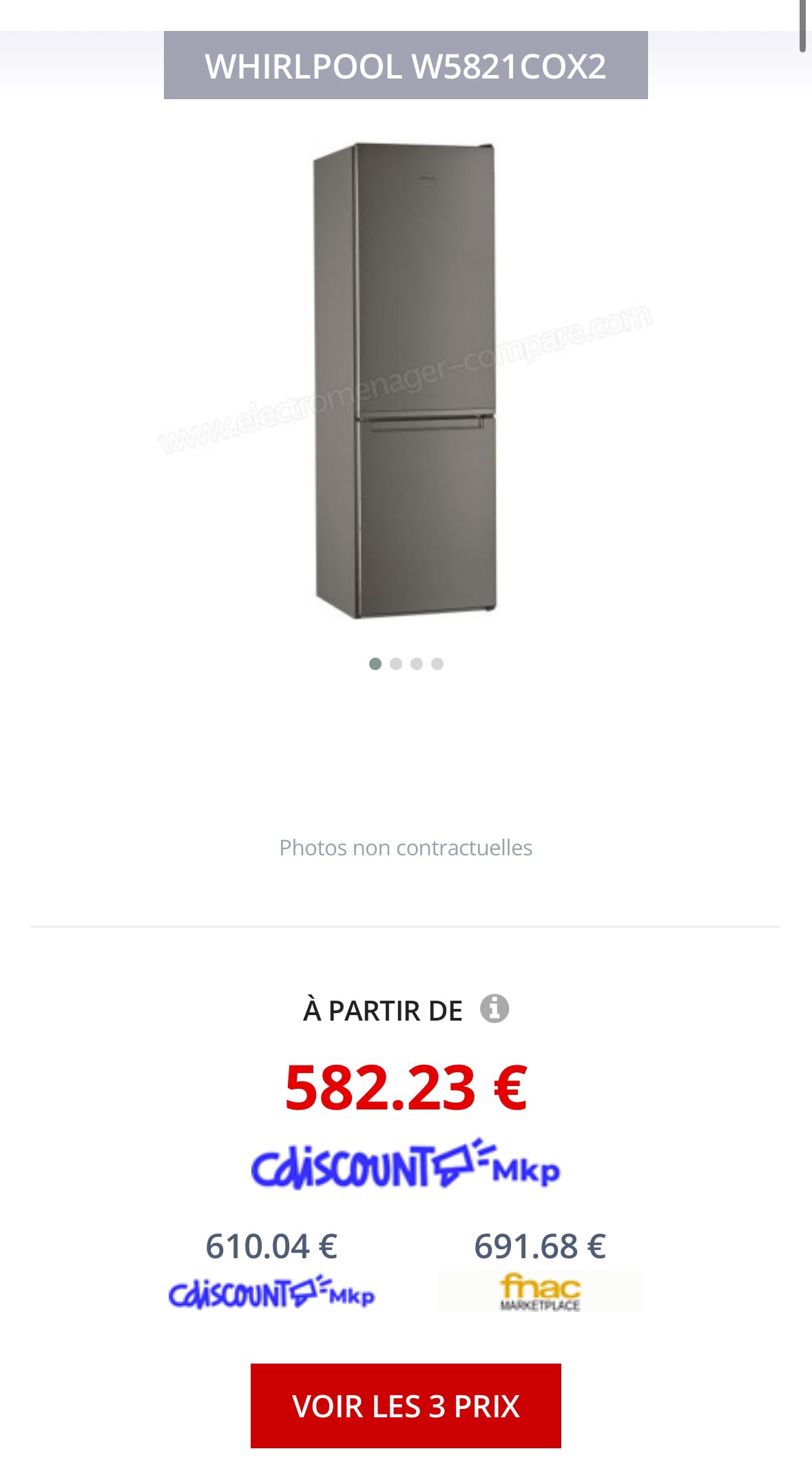 Frigo Combiné WHIRLPOOL Froid Brasse GARANTIE 1 AN