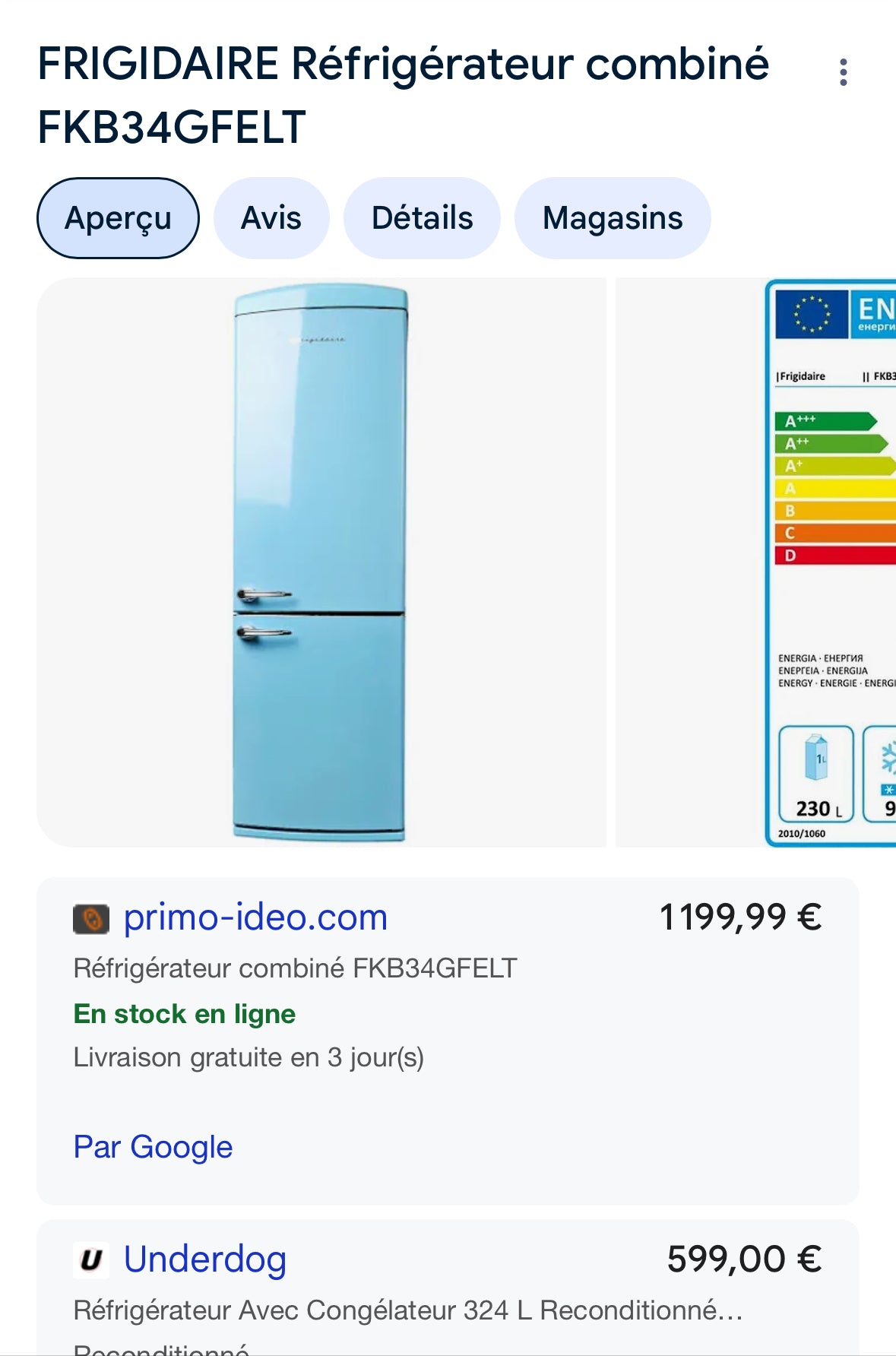 Frigo Combiné FRIGIDAIRE Style Rétro/ No Frost GARANTIE 2 ANS