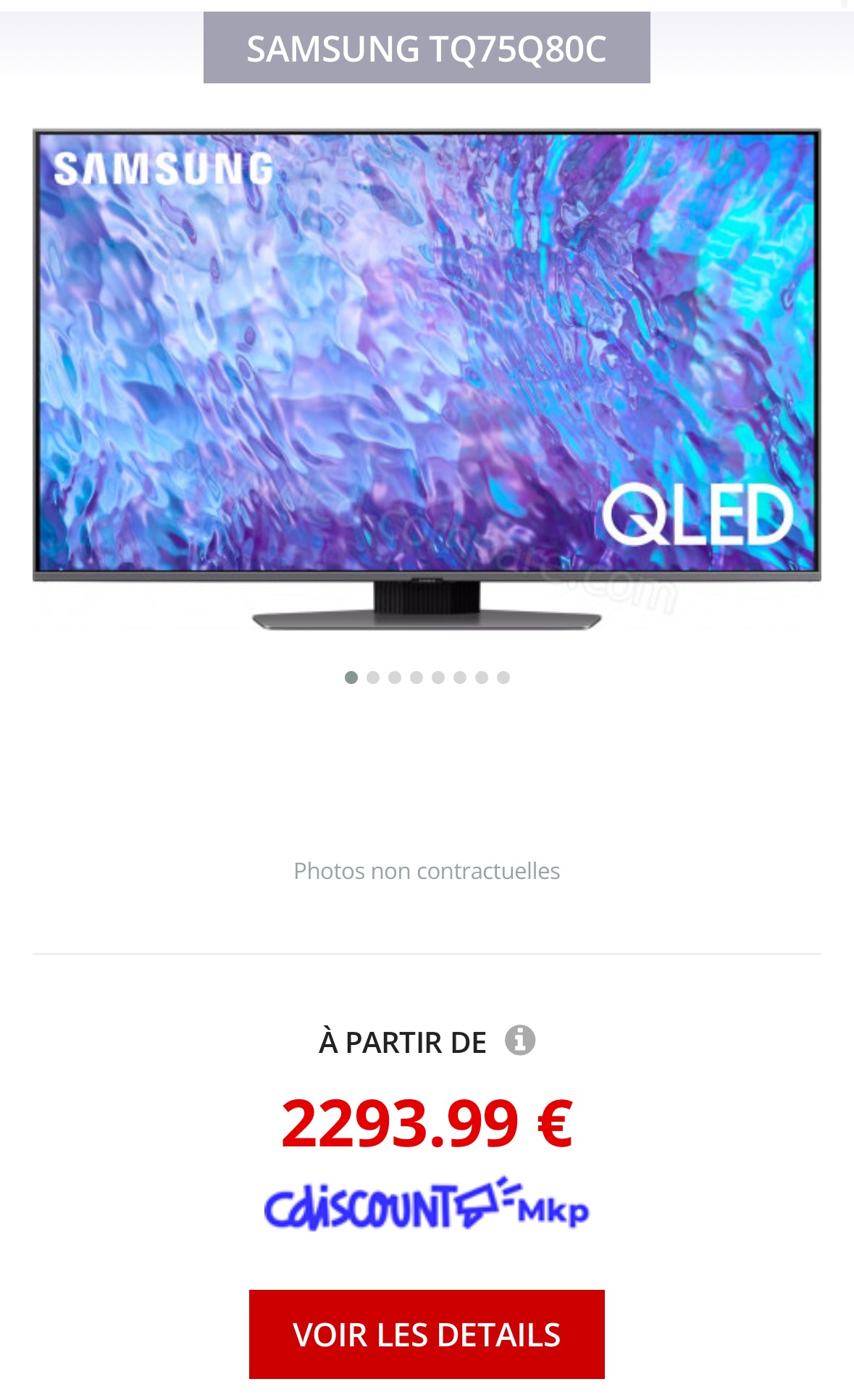 Smart Télévision SAMSUNG 189 Cm / 74’’ NEUVE ( Léger Défaut ) GARANTIE 2 ANS