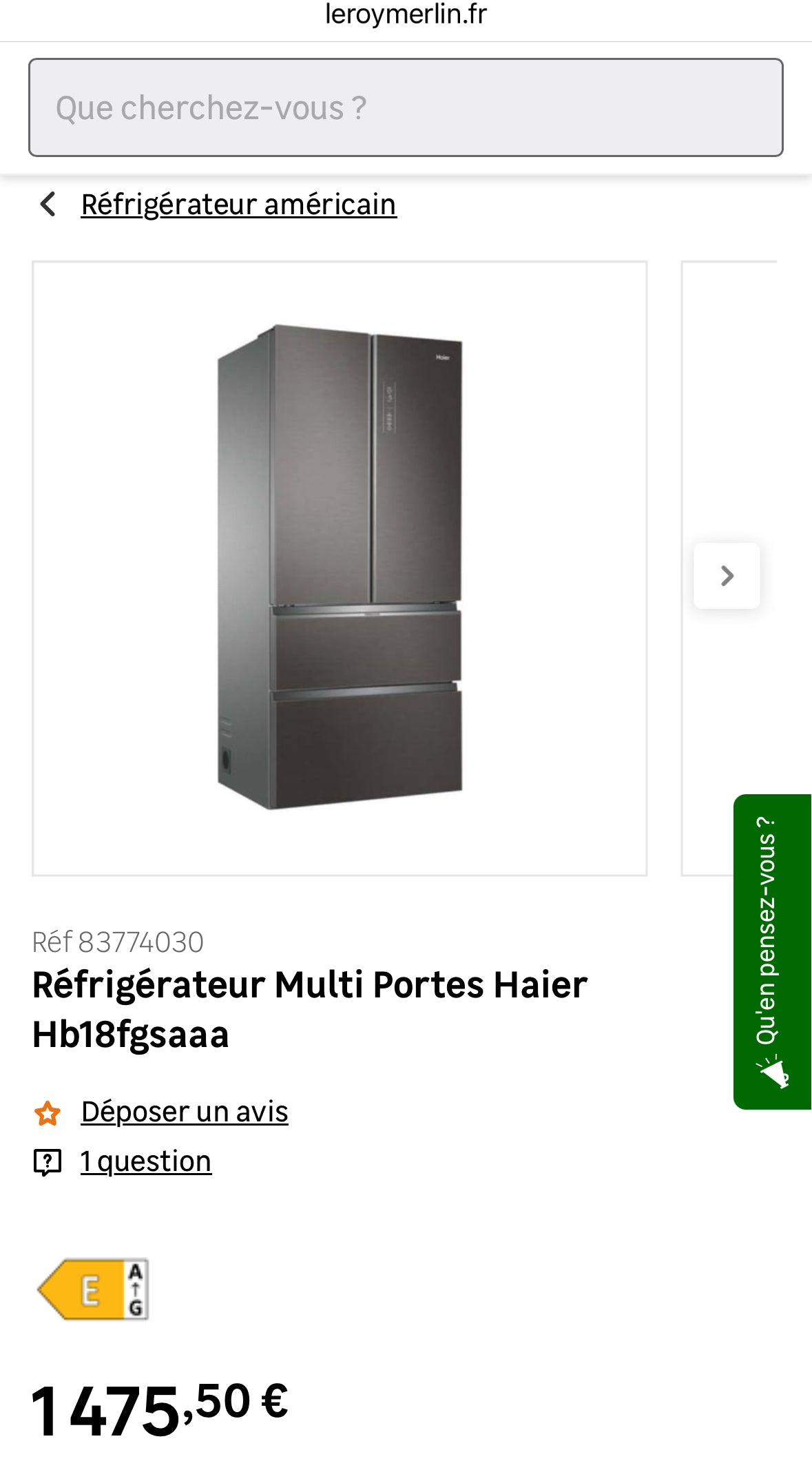 Frigo Américain HAIER 4 Portes No Frost GARANTIE 1 AN