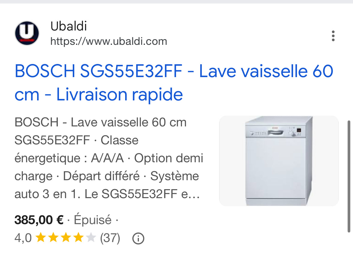 Lave-Vaisselle BOSCH 12 Couverts GARANTIE 1 AN