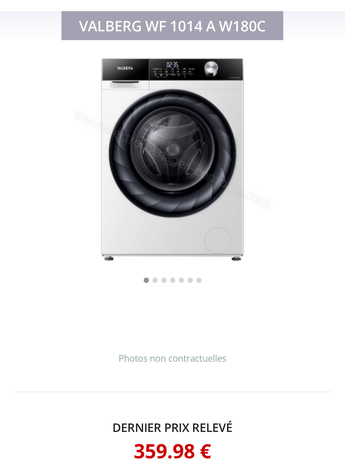 Lave-Linge VALBERG 10 Kg NEUF ( Avec Défaut d’Aspect ) GARANTIE 1 AN