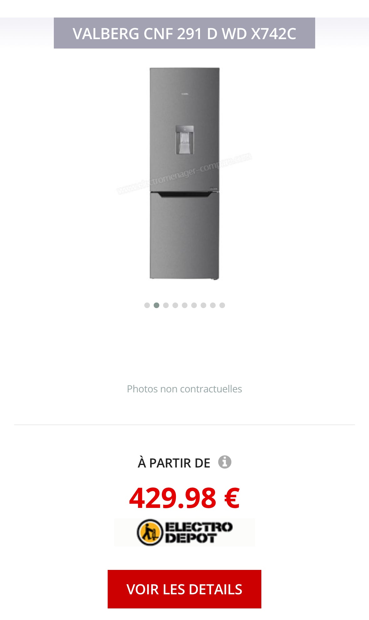 Frigo Combiné VALBERG Froid Ventilé Neuf ( Avec Défaut d’Aspect ) GARANTIE 1 AN