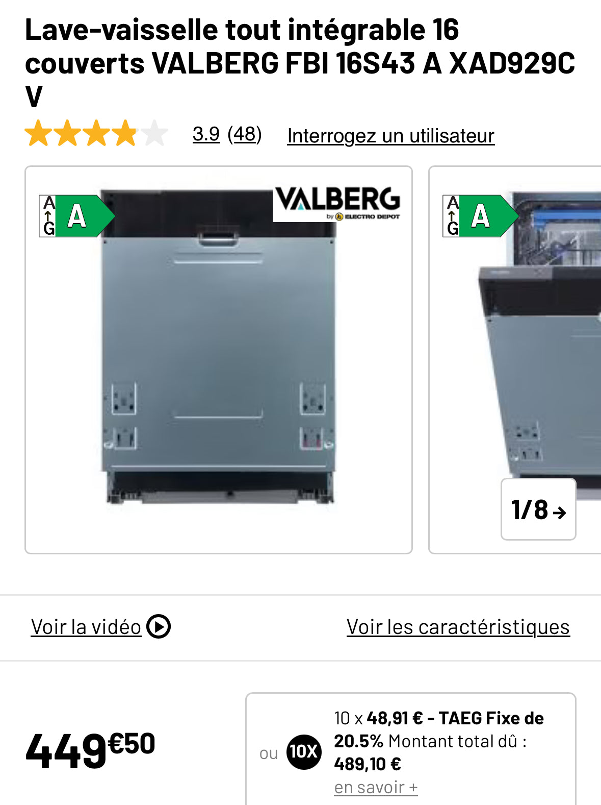 Lave-Vaisselle Encastrable VALBERG 16 Couverts GARANTIE 1 AN