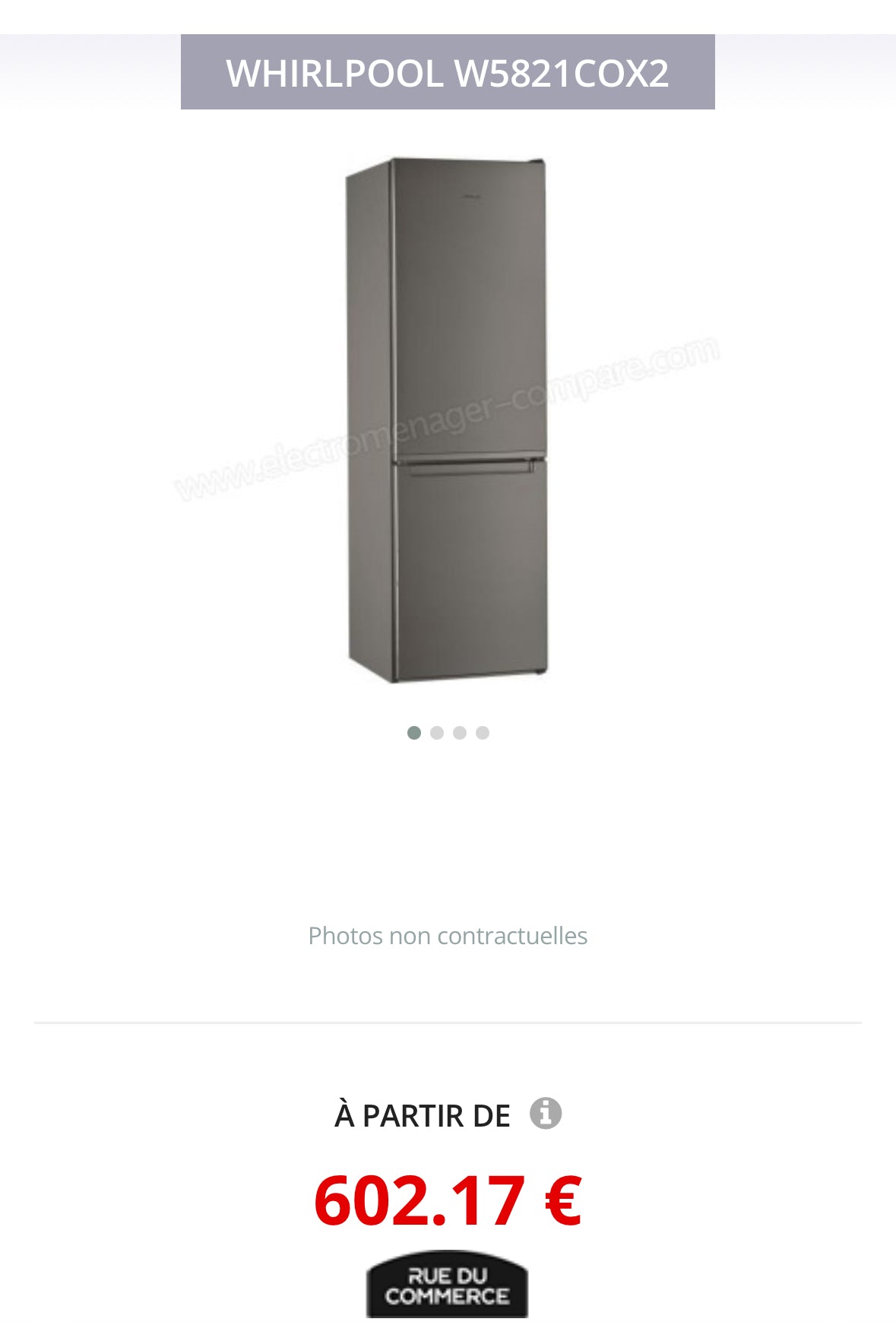 Frigo Combiné WHIRLPOOL Froid Brassé GARANTIE 1 AN