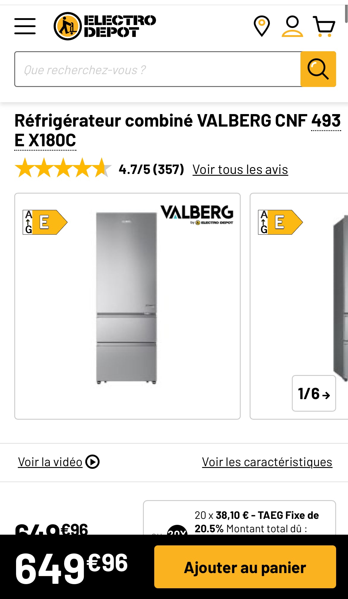 Frigo Combiné VALBERG MultiPortes / No Frost GARANTIE 1 AN