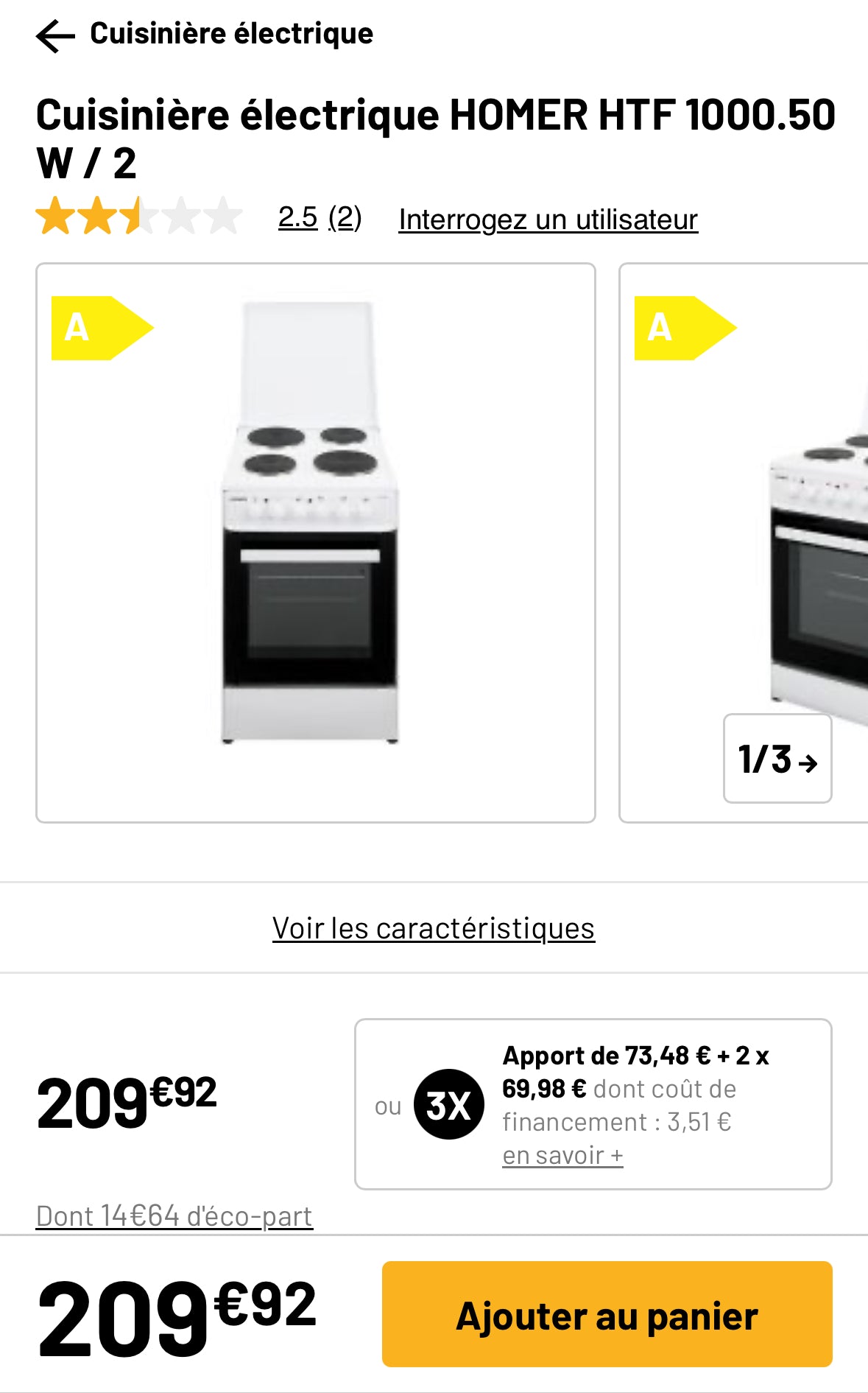 Cuisinière Electrique HOMER 4 Foyer NEUVE ( Jamais Servie ) GARANTIE 2 ANS